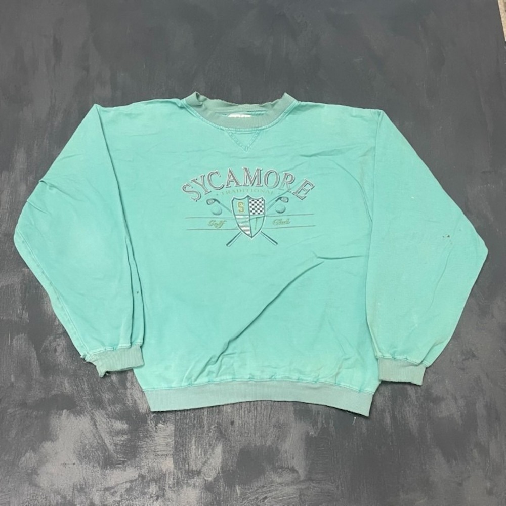 Vintage Sycamore Golf Club Sweatshirt Men XL Green 1990s Gear For Sports